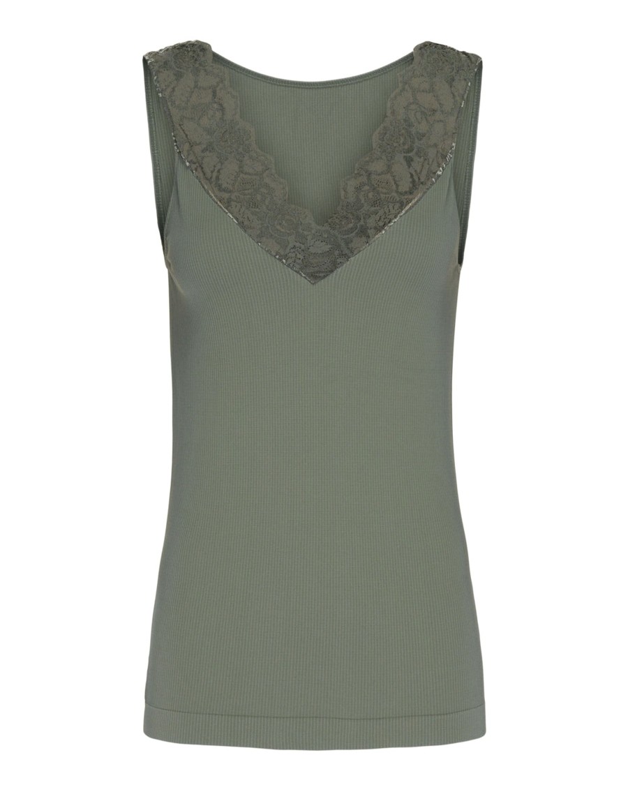 Overdele Tim og simonsen | Belen V-Lace Top Olive