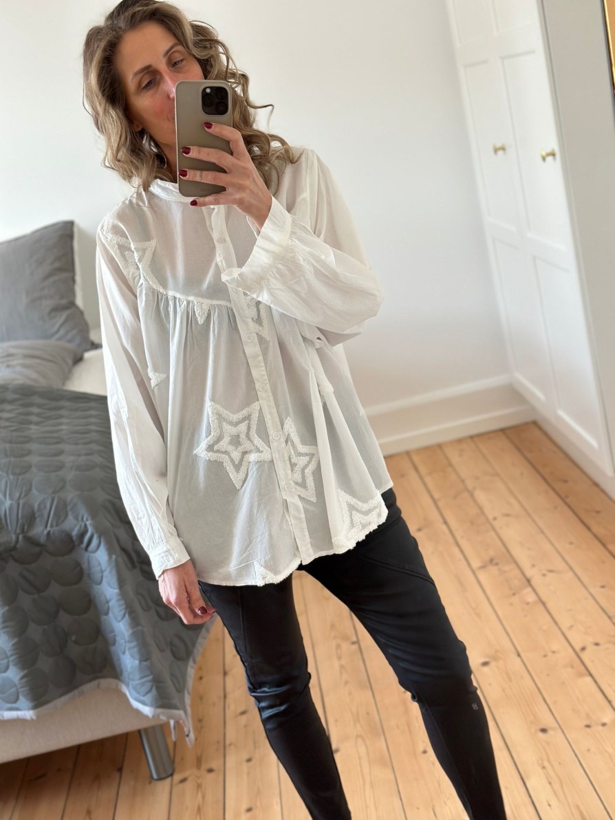 Overdele Boho Love | Skjorte Med Stjerner White