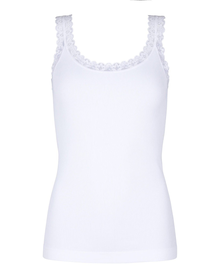 Overdele Tim & Simonsen | Frida Rib Top Bianco