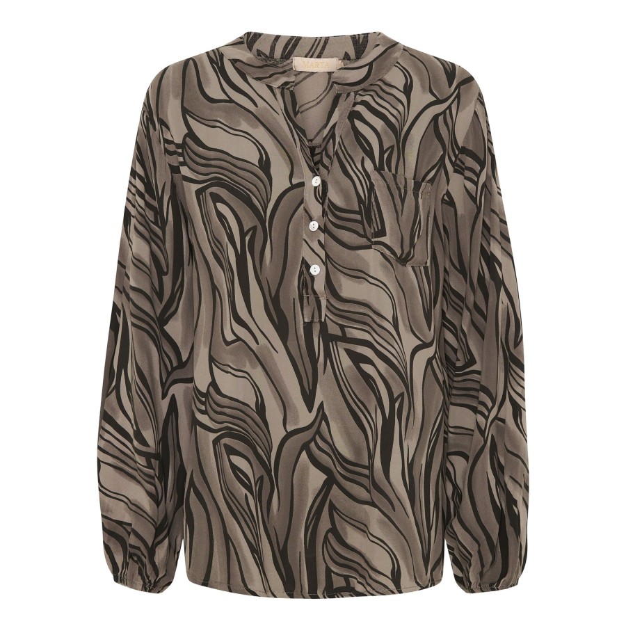 Overdele Marta du Chateau | 8500 Mdc Ronja Shirt Aw Brown Print