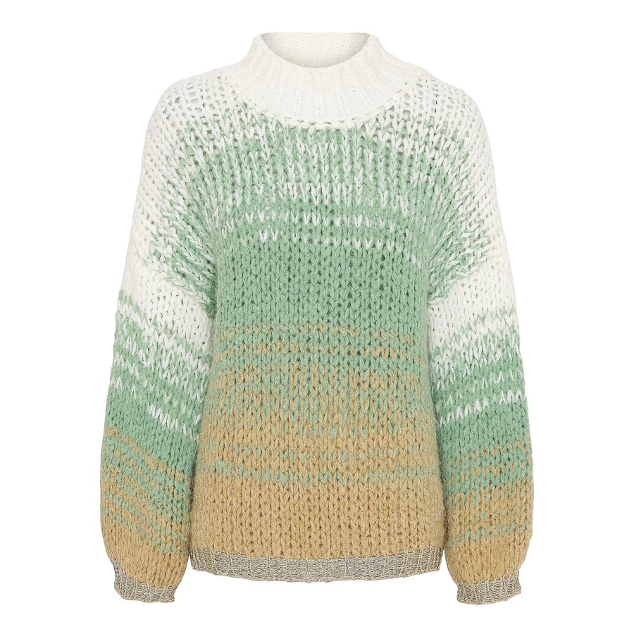 Overdele Marta du Chateau | 446 Knit White/Green/Camel