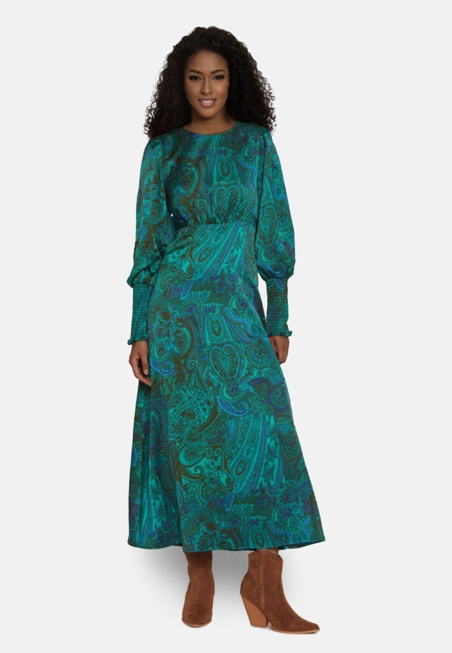 Overdele Love & Divine | Love737-12 Dress Green Paisley