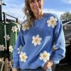 Overdele Gown | Isa Margurit Pullover Med Handlavet Blomster Blue