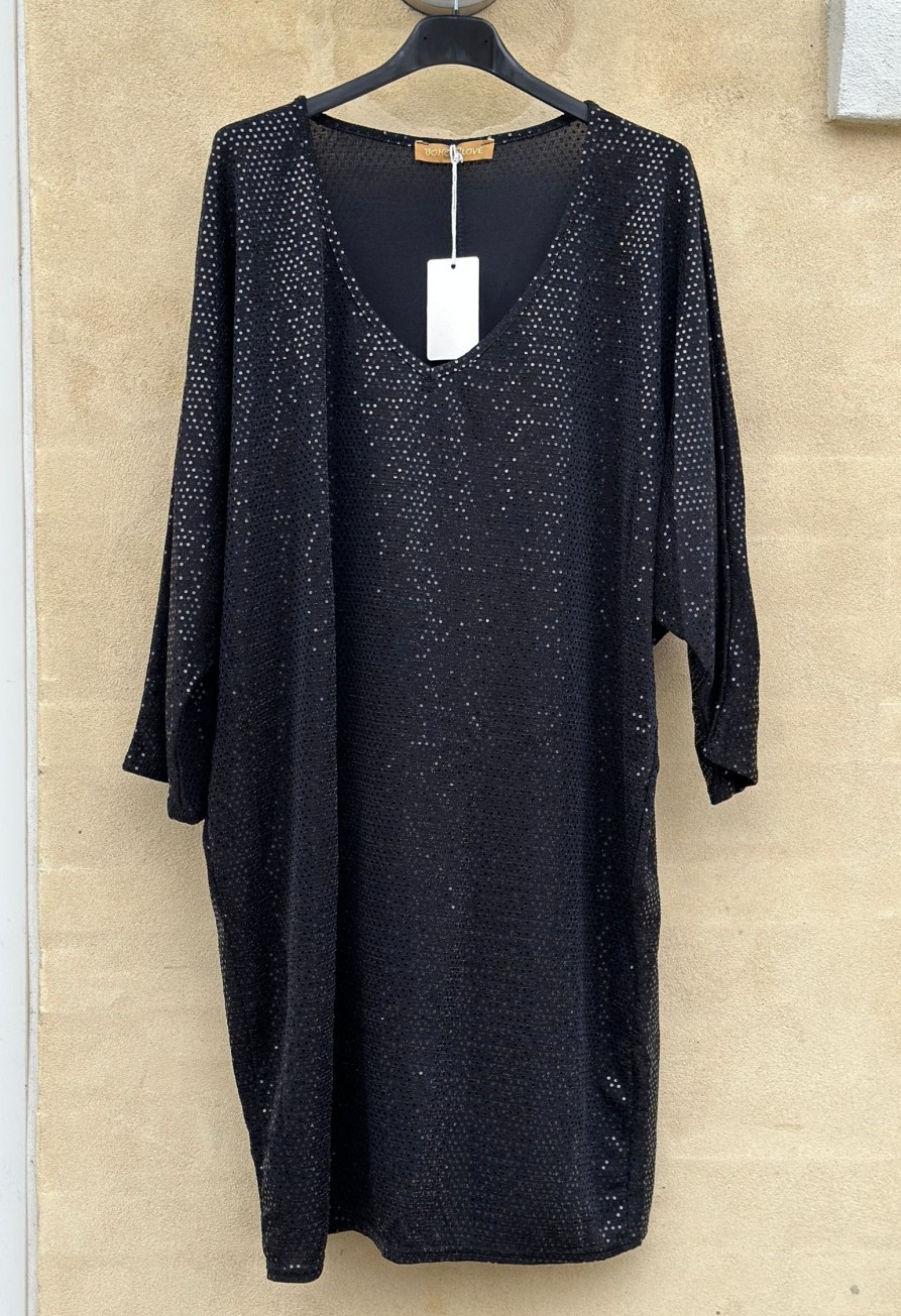 Overdele Boho Love | Party Kjole Med Glimmer Black