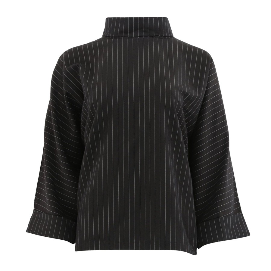 Overdele Continue | Karen Pinstripe Blouse Black