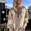 Overdele Gown | Isa Margurit Cardigan 2398 Med Handlavet Blomster Sand