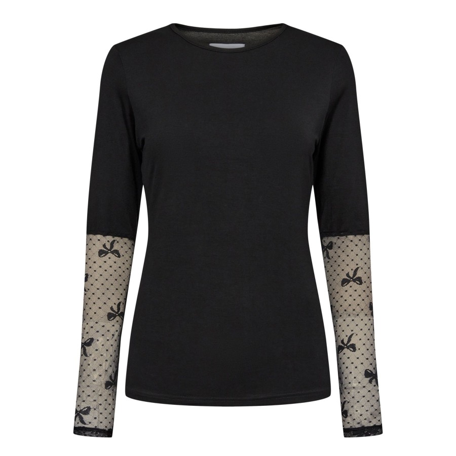 Overdele Liberté Essentiel | Isa Ls Lace Sleeve Blouse Bow Lace