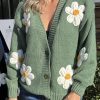 Overdele Gown | Isa Margurit Cardigan 2398 Med Handlavet Blomster Green